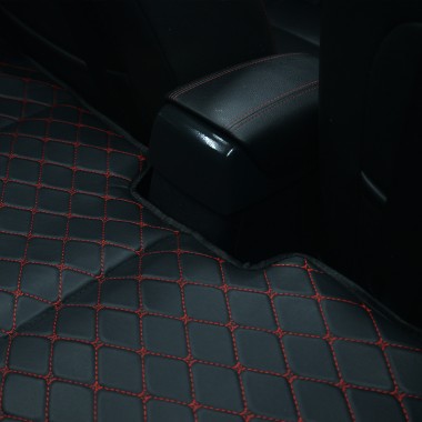 Best Universal Diamond Car Bed - Non-Inflatable Black and Red Stitching Luxury Leather Diamond Car Bed Mattress UK
