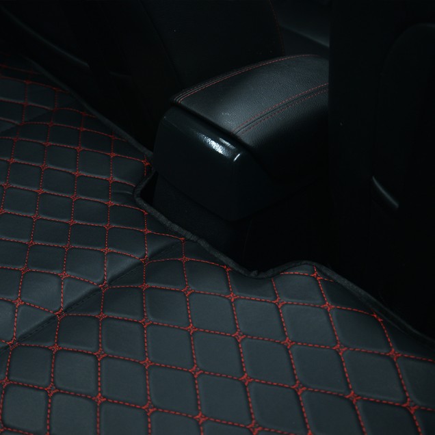 Best Universal Diamond Car Bed - Non-Inflatable Black and Red Stitching Luxury Leather Diamond Car Bed Mattress UK