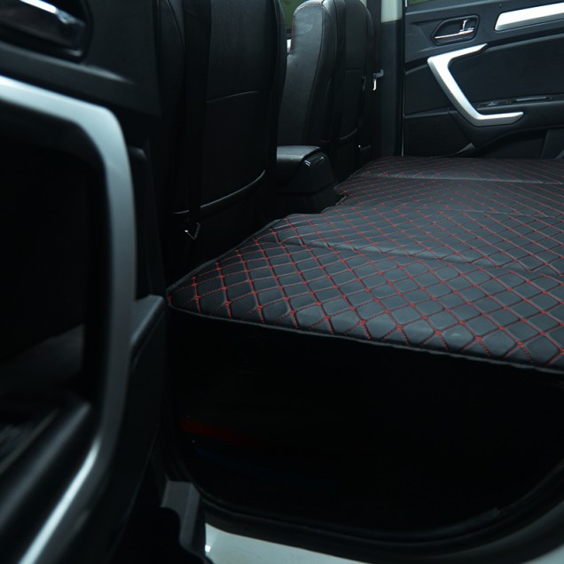Best Universal Diamond Car Bed - Non-Inflatable Black and Red Stitching Luxury Leather Diamond Car Bed Mattress UK