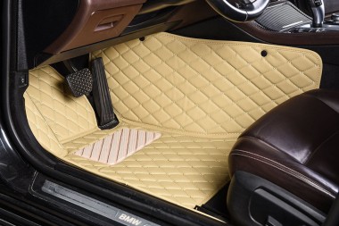Best Beige Luxury Leather Diamond Car Floor Mats UK