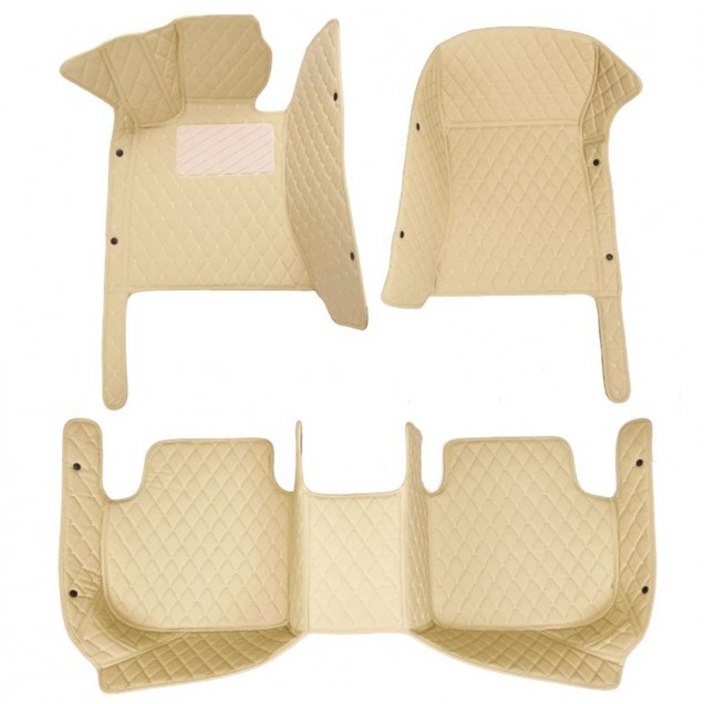 Best Beige Luxury Leather Diamond Car Floor Mats UK Best Beige Luxury Leather Diamond Car Floor Mats UK