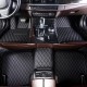 Best Black and Black Stitching Luxury Leather Diamond Car Floor Mats UK