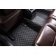 Best Black and Black Stitching Luxury Leather Diamond Car Floor Mats UK