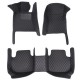 Best Black and Black Stitching Luxury Leather Diamond Car Floor Mats UK
