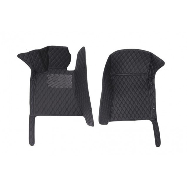 Best Black and Black Stitching Luxury Leather Diamond Car Floor Mats UK