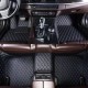 Best Black and Blue Stitching Luxury Leather Diamond Car Floor Mats UK