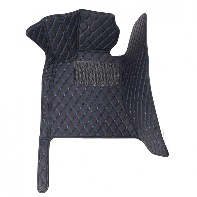 Best Black and Blue Stitching Luxury Leather Diamond Car Floor Mats UK