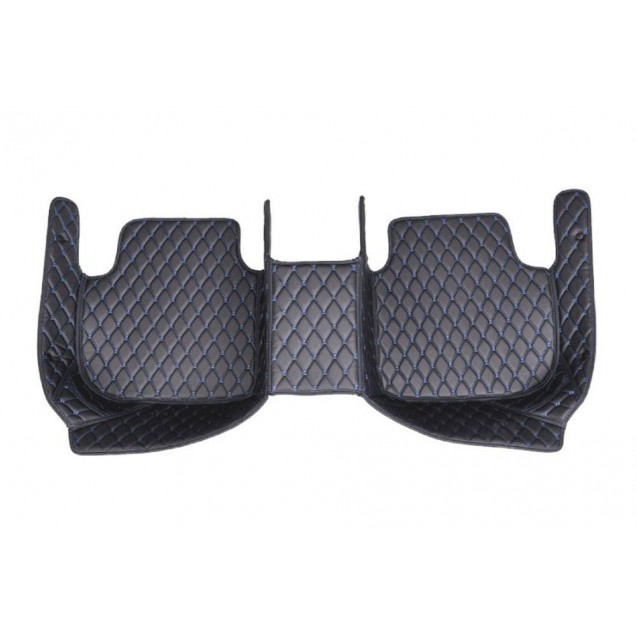 Best Black and Blue Stitching Luxury Leather Diamond Car Floor Mats UK