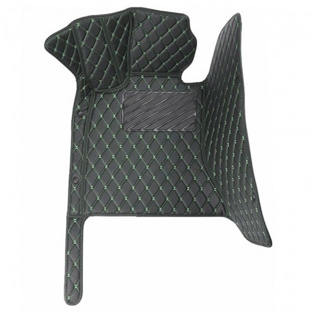 Best Black and Green Stitching Luxury Leather Diamond Car Floor Mats UK