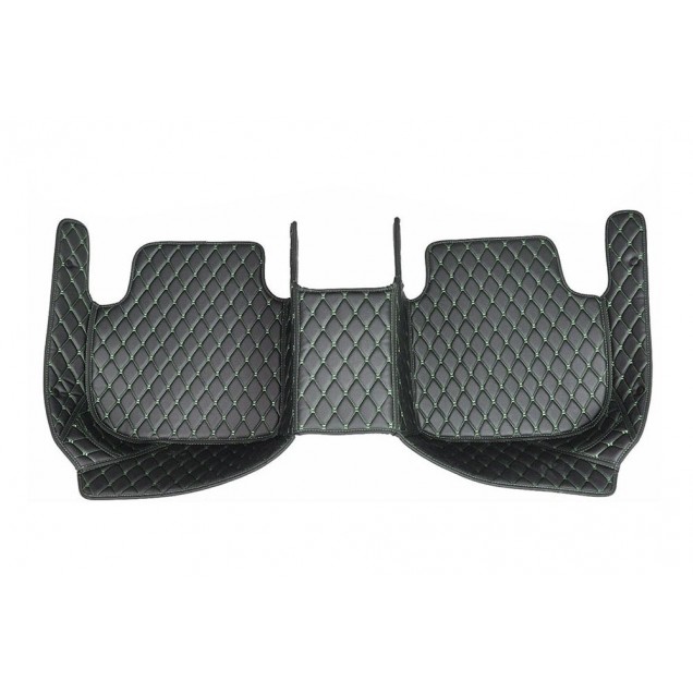 Best Black and Green Stitching Luxury Leather Diamond Car Floor Mats UK