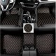 Best Black and Orange Stitching Luxury Leather Diamond Car Floor Mats UK