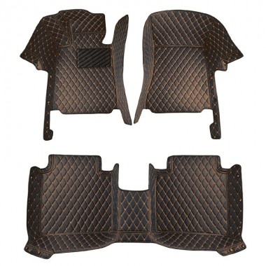 Best Black and Orange Stitching Luxury Leather Diamond Car Floor Mats UK