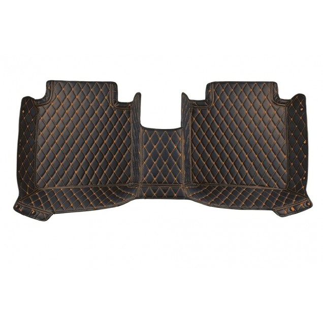 Best Black and Orange Stitching Luxury Leather Diamond Car Floor Mats UK