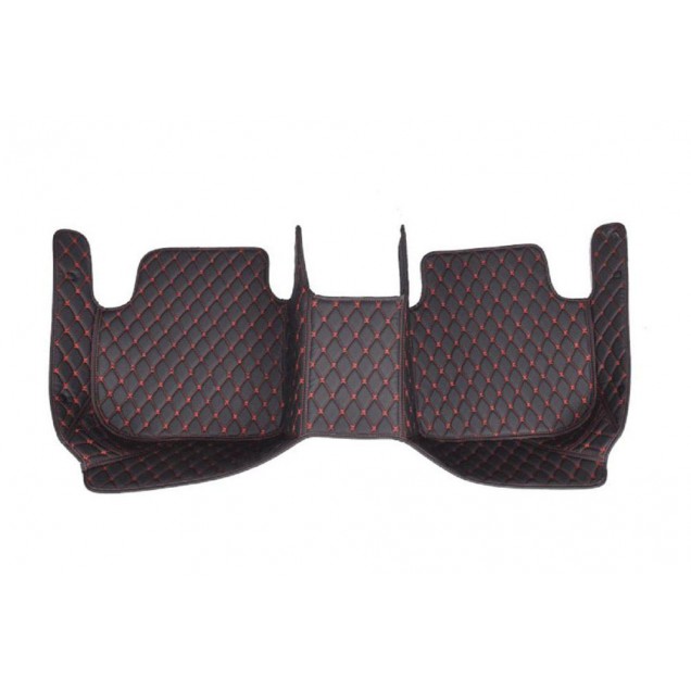 Best Black and Red Stitching Luxury Leather Diamond Car Floor Mats UK