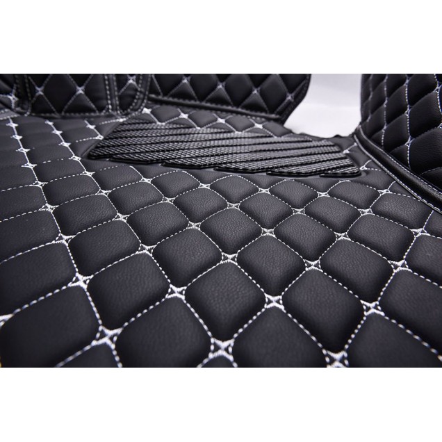 Best Black and White Stitching Luxury Leather Diamond Car Floor Mats UK