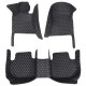 Best Black and White Stitching Luxury Leather Diamond Car Floor Mats UK