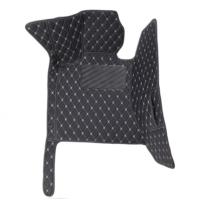 Best Black and White Stitching Luxury Leather Diamond Car Floor Mats UK