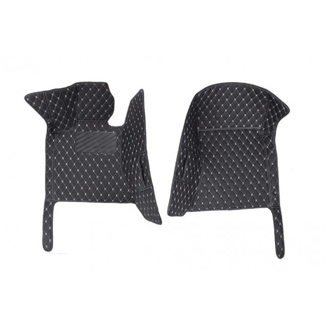 Best Black and White Stitching Luxury Leather Diamond Car Floor Mats UK