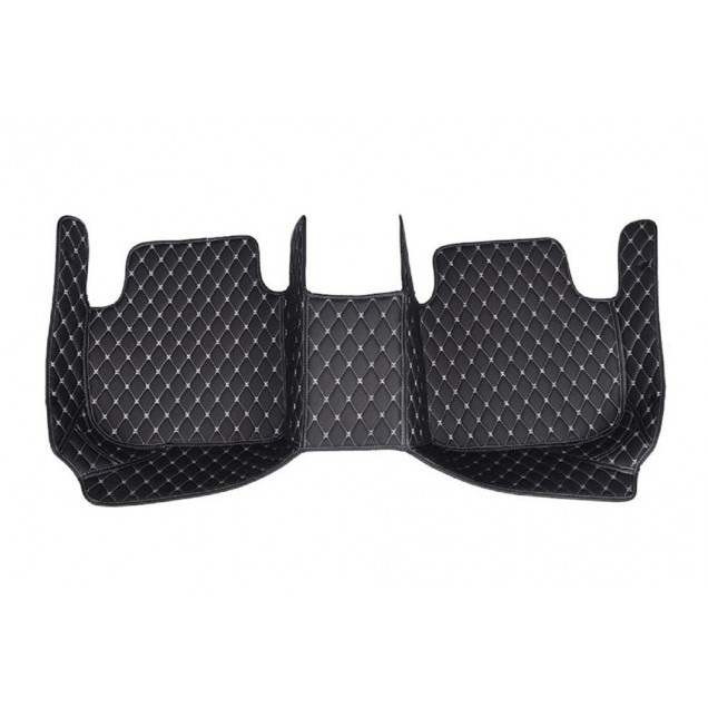 Best Black and White Stitching Luxury Leather Diamond Car Floor Mats UK