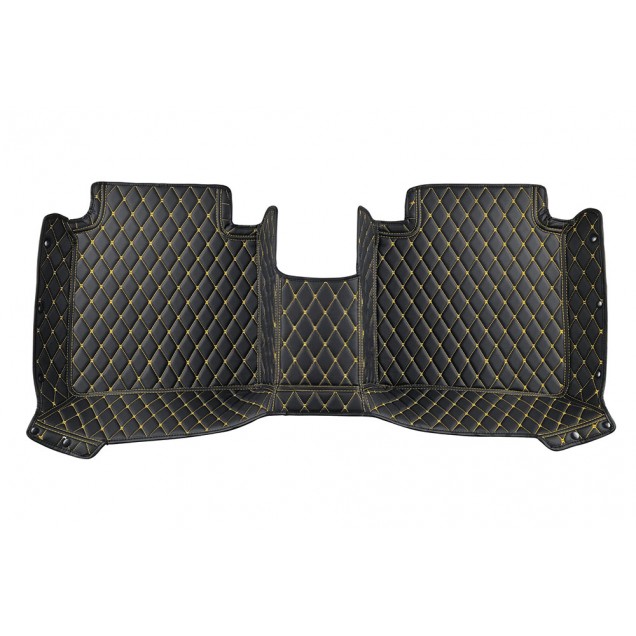 Best Black and Yellow Stitching Luxury Leather Diamond Car Floor Mats UK