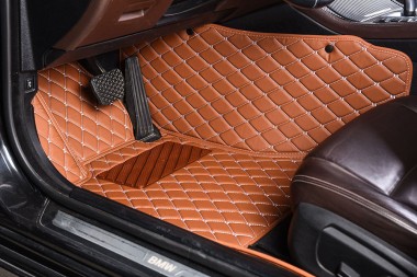 Best Brown Luxury Leather Diamond Car Floor Mats UK