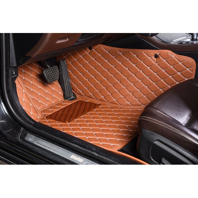 Best Brown Luxury Leather Diamond Car Floor Mats UK