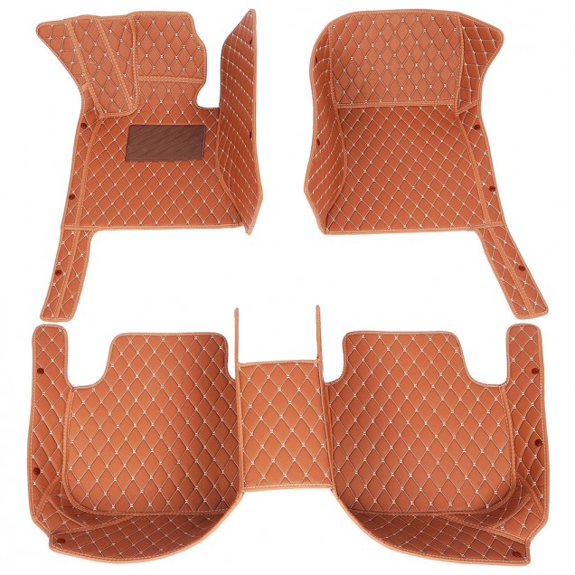 Best Brown Luxury Leather Diamond Car Floor Mats UK
