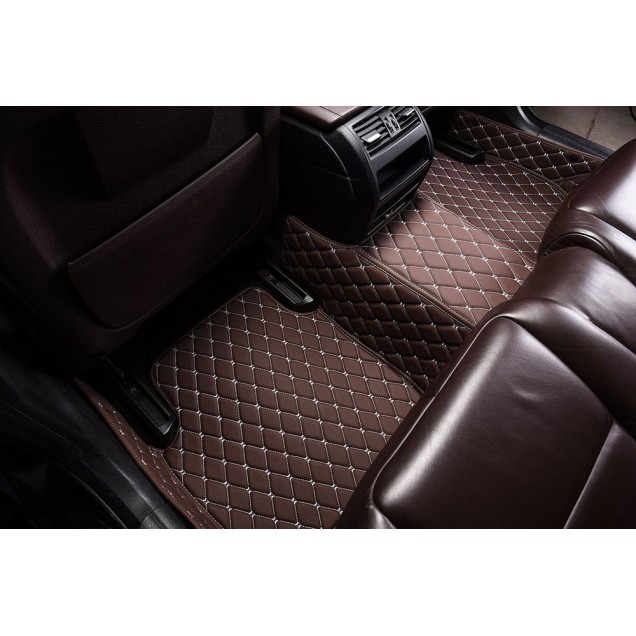 Best Dark Brown Luxury Leather Diamond Car Floor Mats UK