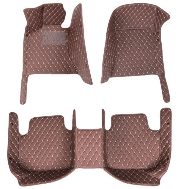 Best Dark Brown Luxury Leather Diamond Car Floor Mats UK