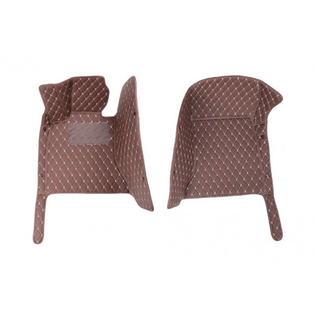 Best Dark Brown Luxury Leather Diamond Car Floor Mats UK