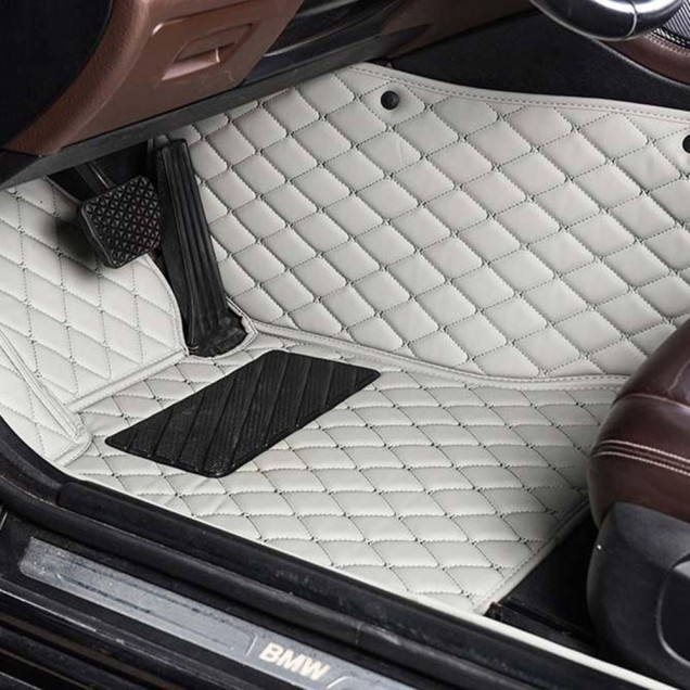 Best Grey Luxury Leather Diamond Car Floor Mats UK