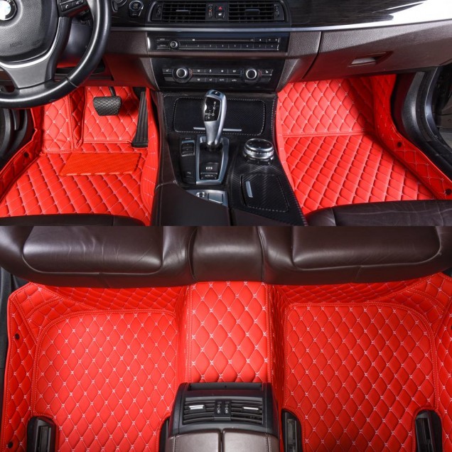 Best Red Luxury Leather Diamond Car Floor Mats UK