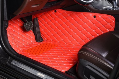 Best Red Luxury Leather Diamond Car Floor Mats UK