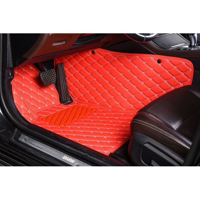 Best Red Luxury Leather Diamond Car Floor Mats UK