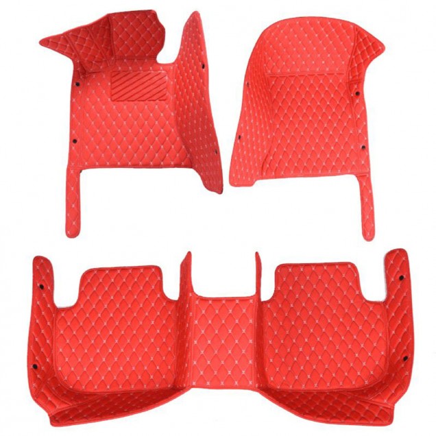 Best Red Luxury Leather Diamond Car Floor Mats UK