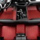 Best Wine Red Luxury Leather Diamond Car Floor Mats UK