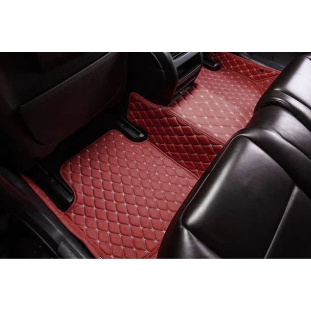 Best Wine Red Luxury Leather Diamond Car Floor Mats UK