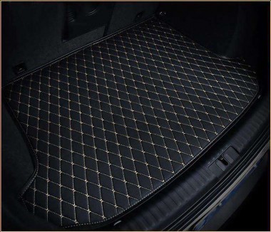 Best Black and Beige Stitching Luxury Leather Diamond Trunk Base Mats UK
