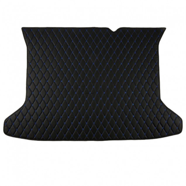 Best Black and Blue Stitching Luxury Leather Diamond Trunk Base Mats UK