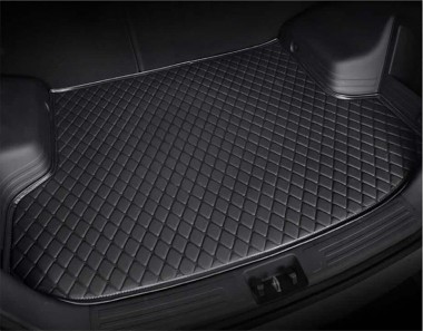 Best Black and Black Stitching Luxury Leather Diamond Trunk Base Mats UK