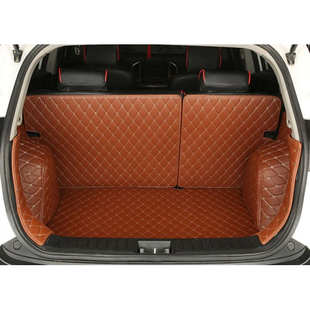 Best Brown Full Cover Luxury Leather Diamond Trunk Car Floor Mats UK