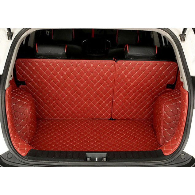 Best Wine Red Full Cover Luxury Leather Diamond Trunk Car Floor Mats UK
