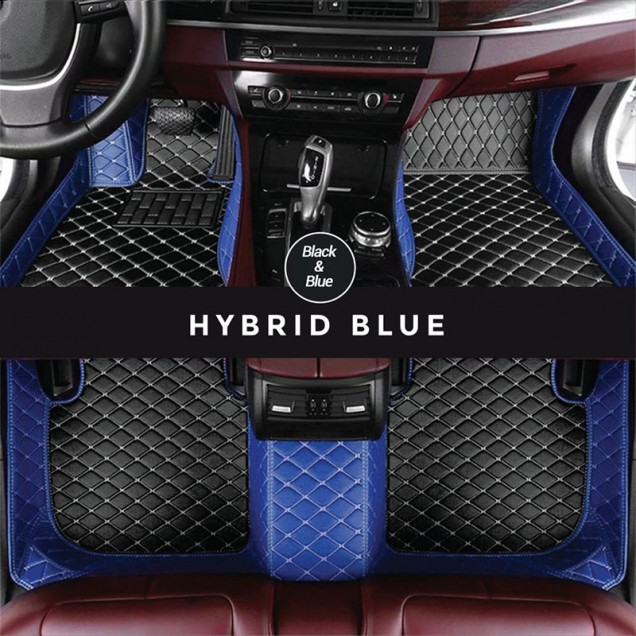 Best Black and Blue Hybrid Mode Premium Diamond Car Floor Mats UK
