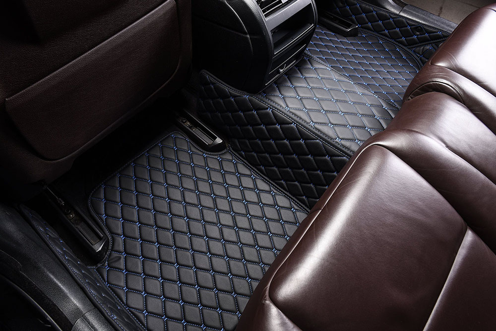 Best Black and Blue Stitching Custom Diamonds Car Mats UK Best Black and Blue Stitching Custom Diamonds Car Mats UK