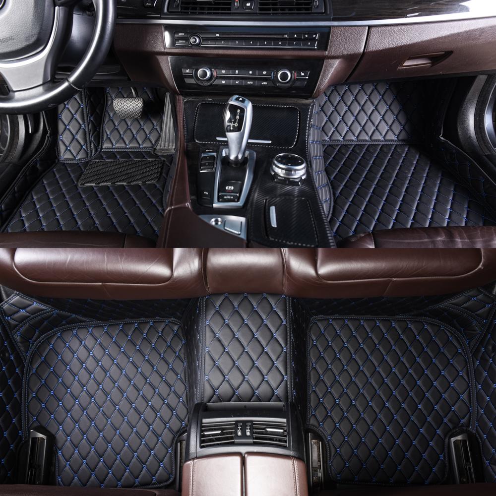 Best Black and Blue Stitching Luxury Leather Diamonds Car Mats UK Best Black and Blue Stitching Luxury Leather Diamonds Car Mats UK