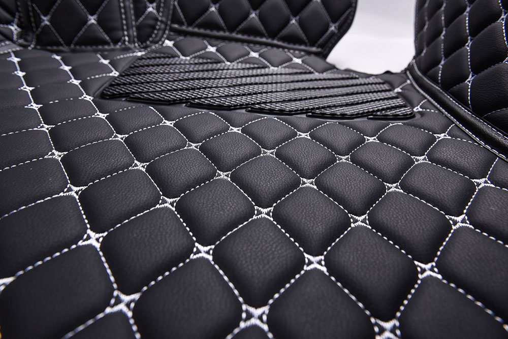 Best Black and White Stitching Luxury Leather Diamonds Car Floor Mats UK