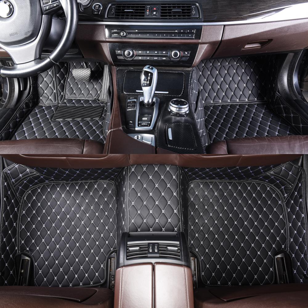 Best Black and White Stitching Luxury Leather Diamonds Car Mats UK
