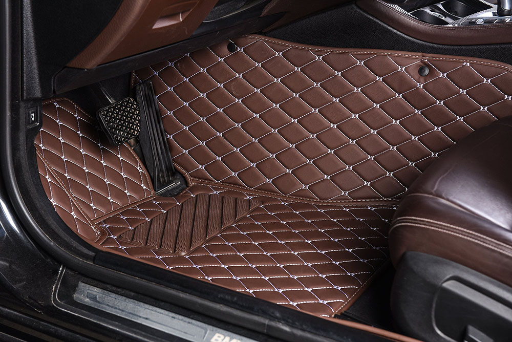 Best Dark Brown Luxury Leather Diamond Car Mats UK Best Dark Brown Luxury Leather Diamond Car Mats UK
