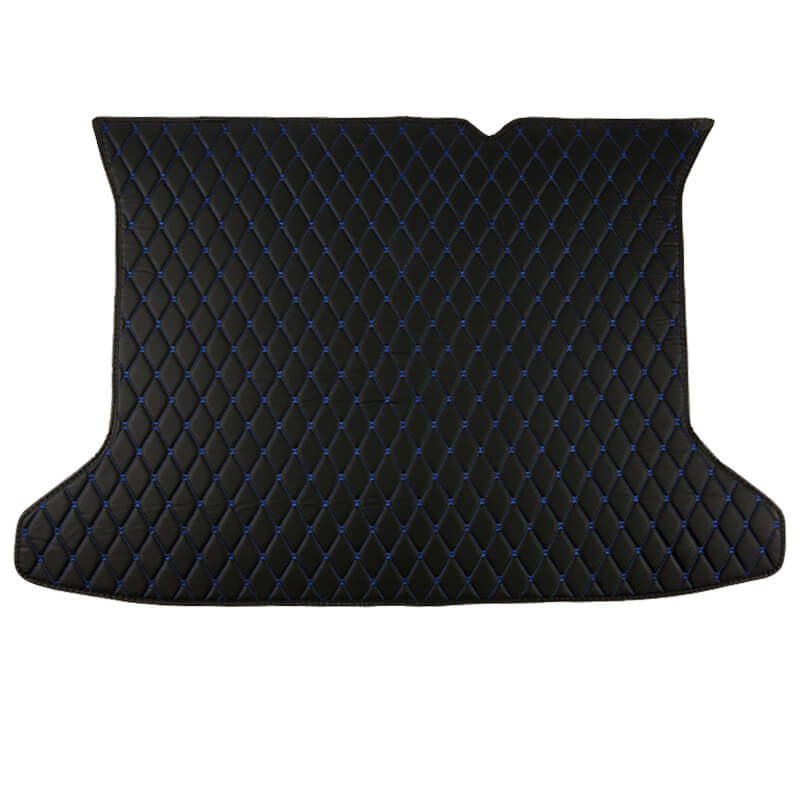 Best Black and Blue Stitching Luxury Leather Diamond Trunk Base Mats UK Best Black and Blue Stitching Luxury Leather Diamond Trunk Base Mats UK