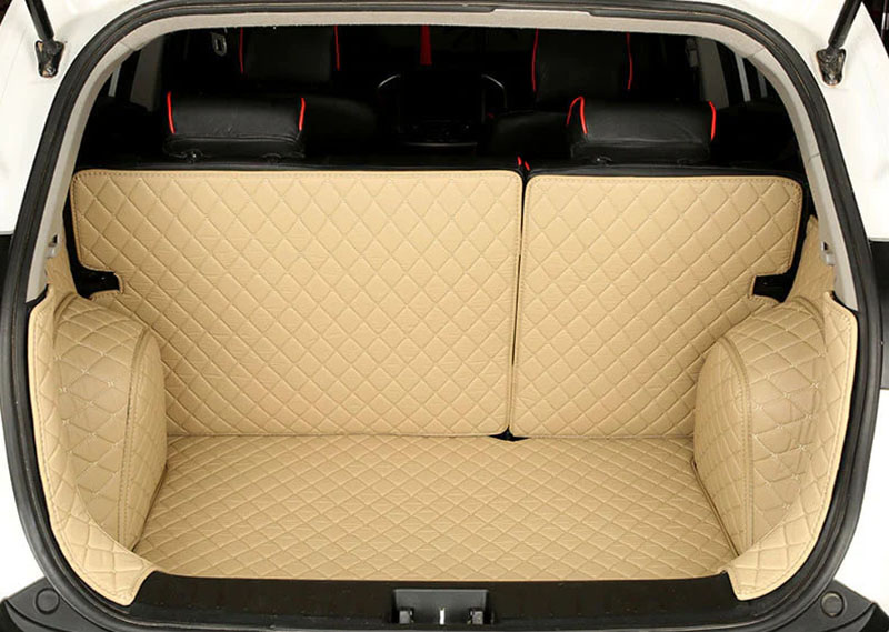 Best Beige Full Cover Luxury Leather Diamond Trunk Car Mats UK